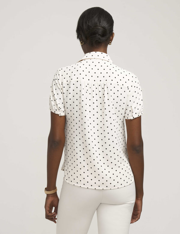 Anne Klein Button Down Blouse With Cap Sleeve Anne White/Anne Black