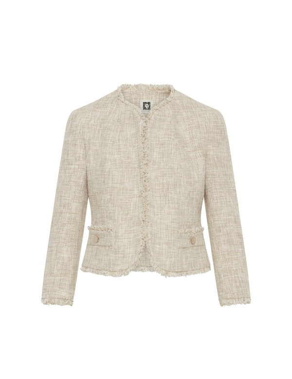 Anne Klein Button Jacket With Pocket Flaps- Sale Anne White/Bisquare Co