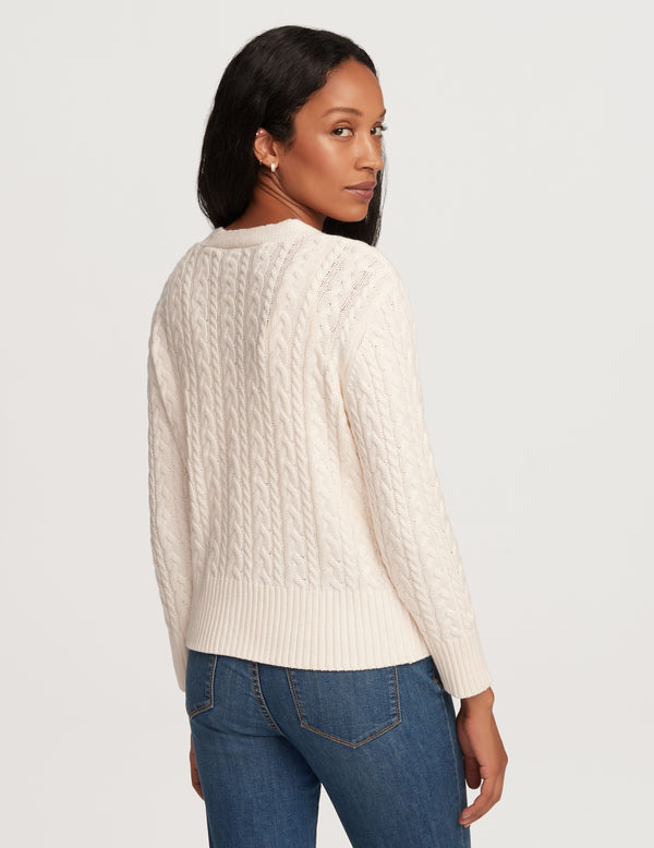 Anne Klein Cable Cardigan With Jewel Buttons- Sale Anne White