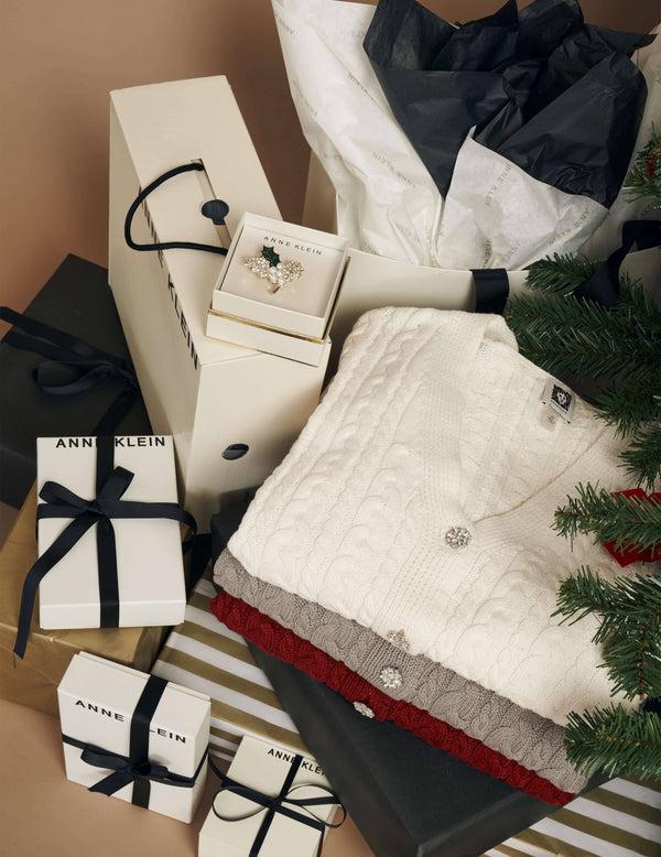 Anne Klein Cable Cardigan With Jewel Buttons- Sale Anne White