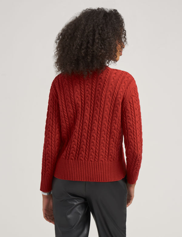 Anne Klein Cable Cardigan With Jewel Buttons- Sale Titan Red