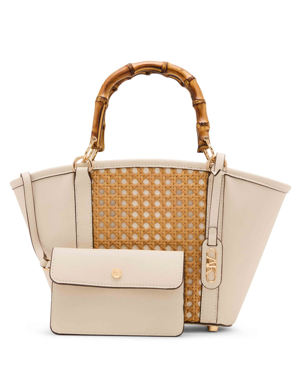 Anne Klein Caining Bamboo Handle Tote With Convertible Strap Natural/Parchment