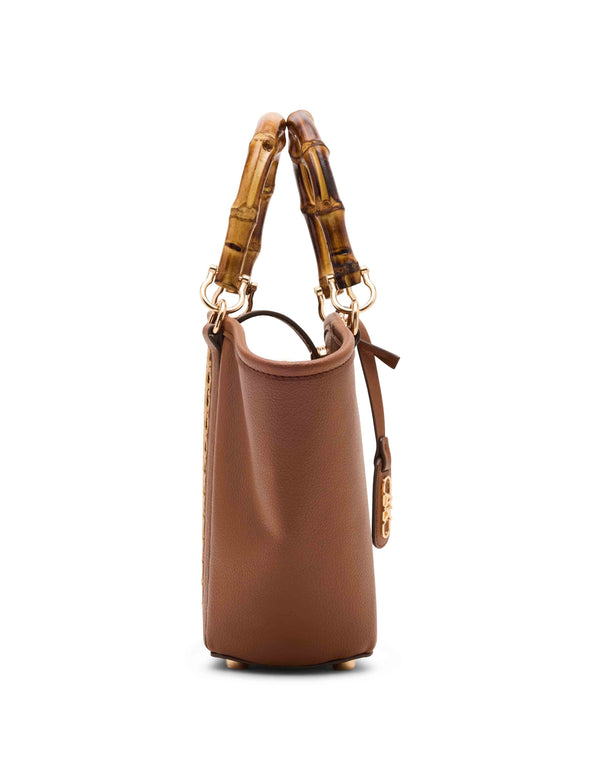 Anne Klein Caining Bamboo Handle Tote With Convertible Strap Natural/Chestnut