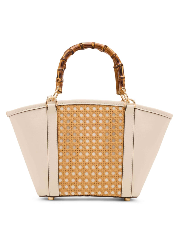 Anne Klein Caining Bamboo Handle Tote With Convertible Strap Natural/Parchment