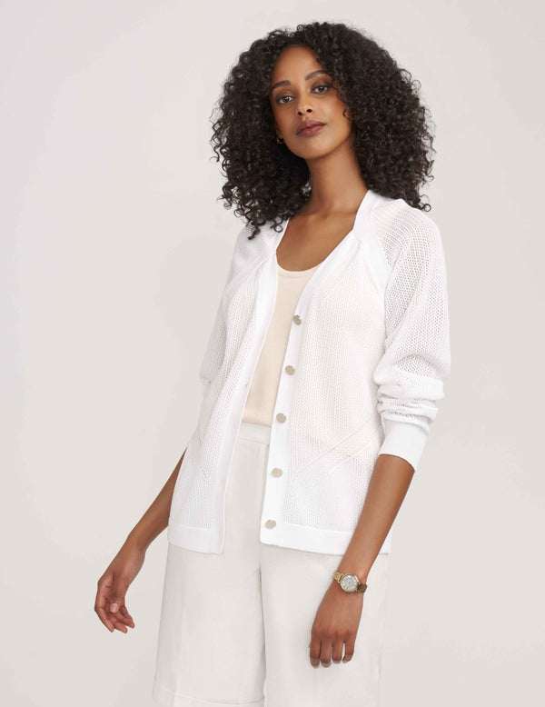 Anne Klein Cardigan With Directional Knitting- Sale Bright White