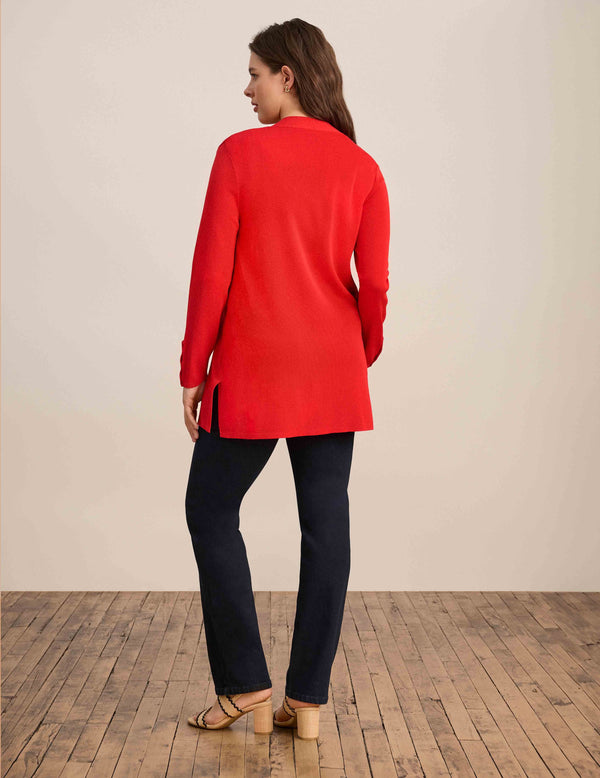 Anne Klein Carmel Self Edge Kissing Front Cardigan Bright Crimson