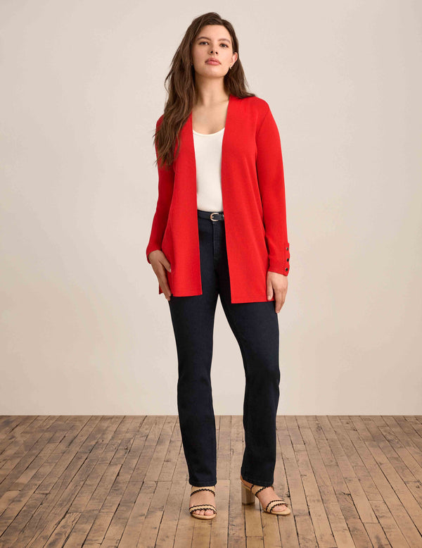anne klein Carmel Self Edge Kissing Front Cardigan Bright Crimson