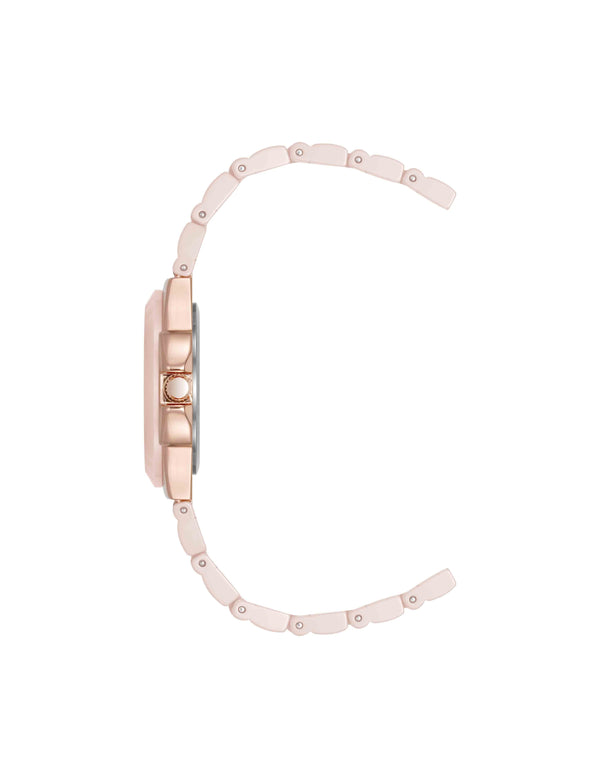 Anne Klein Ceramic Bracelet And Bezel Watch Rose Gold-Tone/Blush Pink