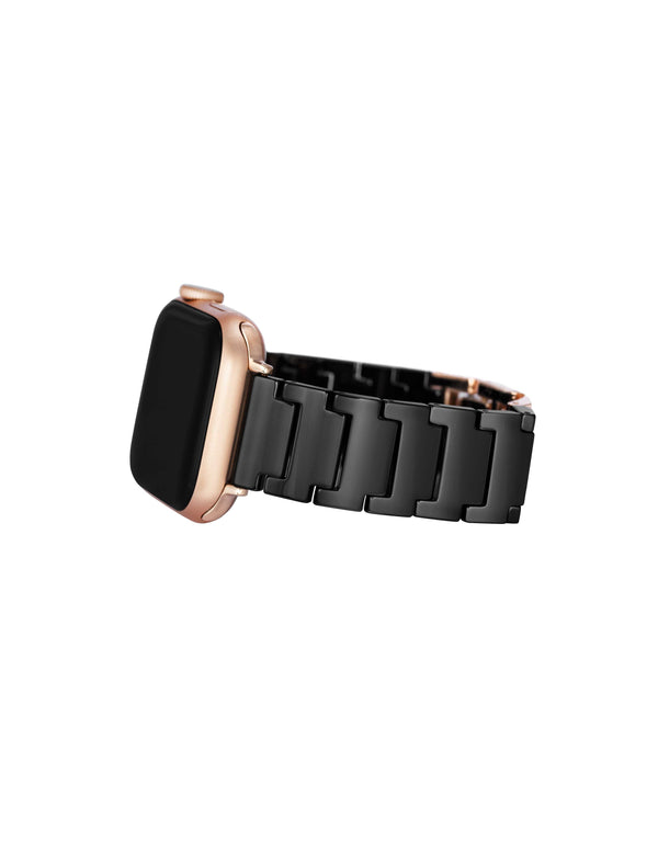 Anne Klein Ceramic Bracelet Band For Apple Watch® Black/Rose Gold-Tone