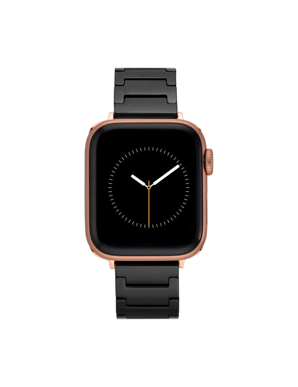 anne klein Ceramic Bracelet Band for Apple Watch® Black/Rose Gold-Tone