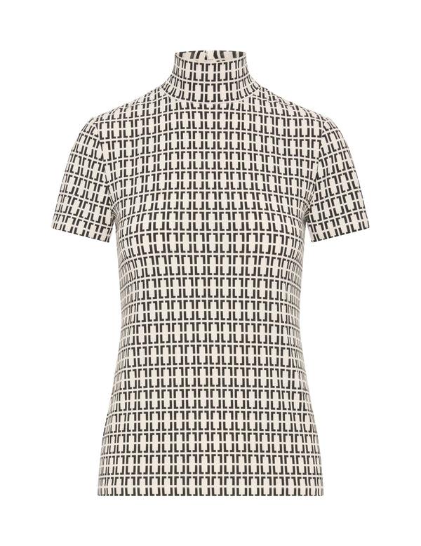 anne klein Chainlink Mock Neck Knit Top- Sale Anne White/Anne Blk