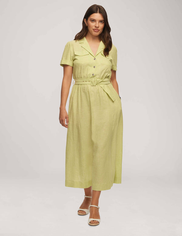 Anne Klein Chambray Linen Camp Pocket Tee Dress- Sale Sprout