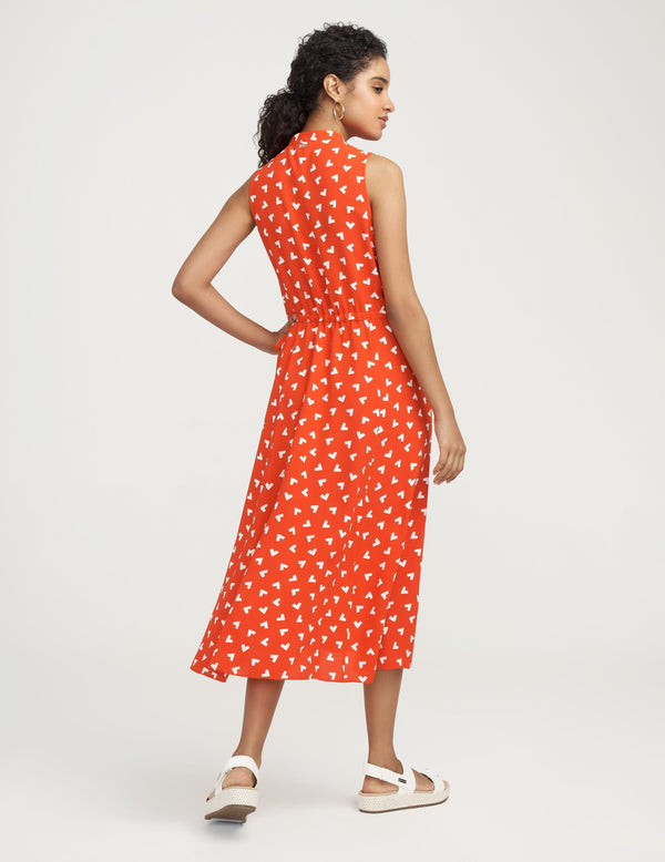 Anne Klein Charleston Print Drawstring Midi Dress- Sale Poppy/Anne White