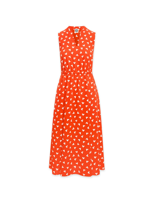 anne klein Charleston Print Drawstring Midi Dress- Sale Poppy/Anne White
