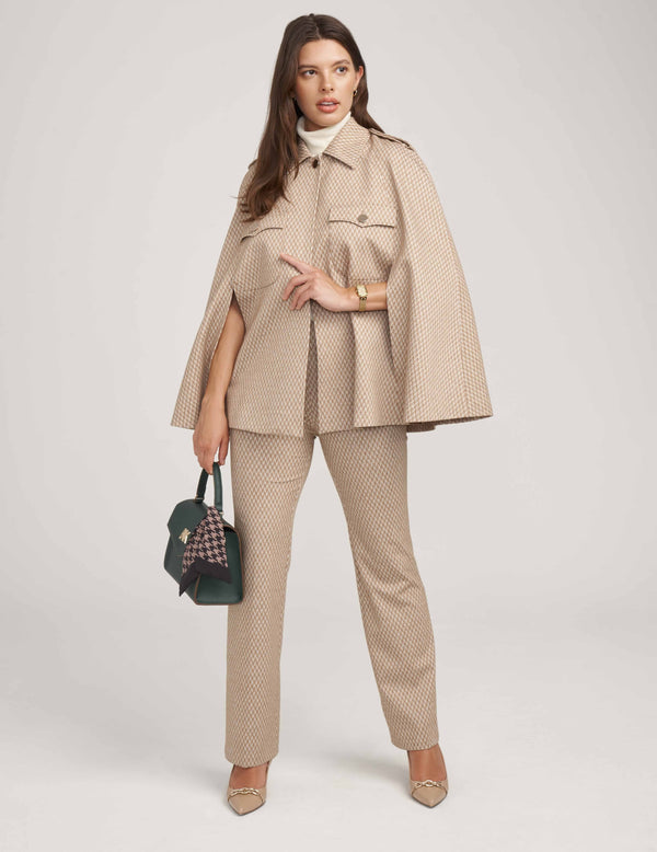 Anne Klein Chevron Knit Cape Jacket- Sale Light Coffee/ Anne Black