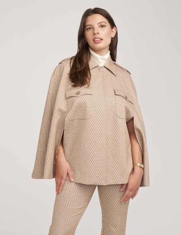 Anne Klein Chevron Knit Cape Jacket- Sale Light Coffee/ Anne Black