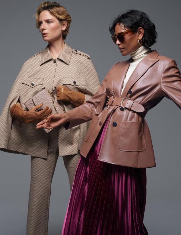 anne klein Chevron Knit Cape Jacket- Sale Light Coffee/ Anne Black