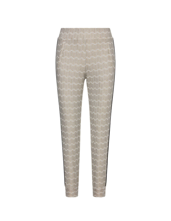 anne klein Chevron Pull On Side Pipping Jogger Pant- Sale Anne White/Gold Combo