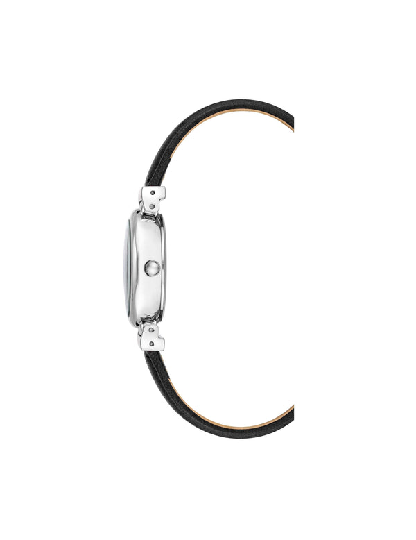 Anne Klein Classic Leather Strap Watch Black&Silver-Tone