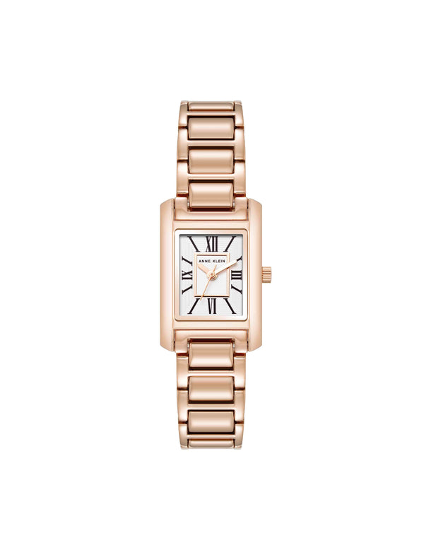 Anne Klein Classic Rectangular Roman Numeral Watch Rose Gold-Tone