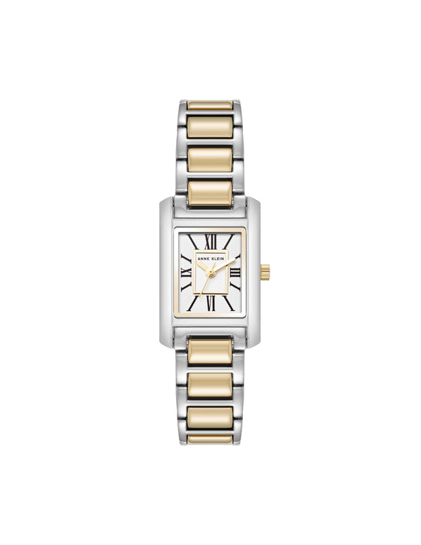 Anne Klein Classic Rectangular Roman Numeral Watch Two-Tone