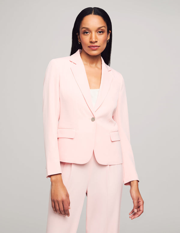 anne klein Collection One Button Notch Collar Jacket- Sale Cherry Blossom