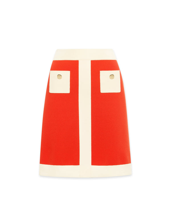 anne klein Color Block Knit Skirt- Sale Poppy/Anne White