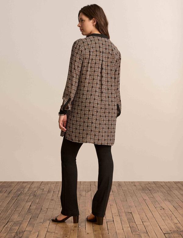 Anne Klein Color Block Long Sleeve Popover Tunic Anne Black Multi