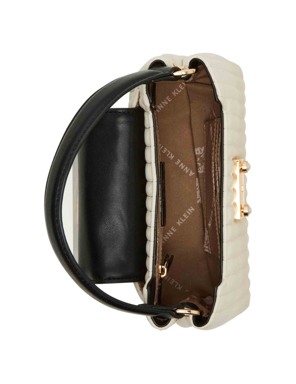 Anne Klein Colorblocked Small Satchel With Mirror And Detachable Strap