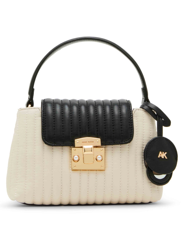 anne klein Colorblocked Small Satchel With Mirror And Detachable Strap