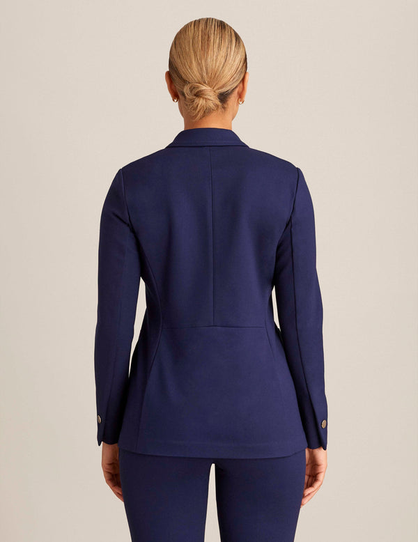 Anne Klein Compression Collection Faux Double Breasted Blazer With Patch Pockets Distant Mountain