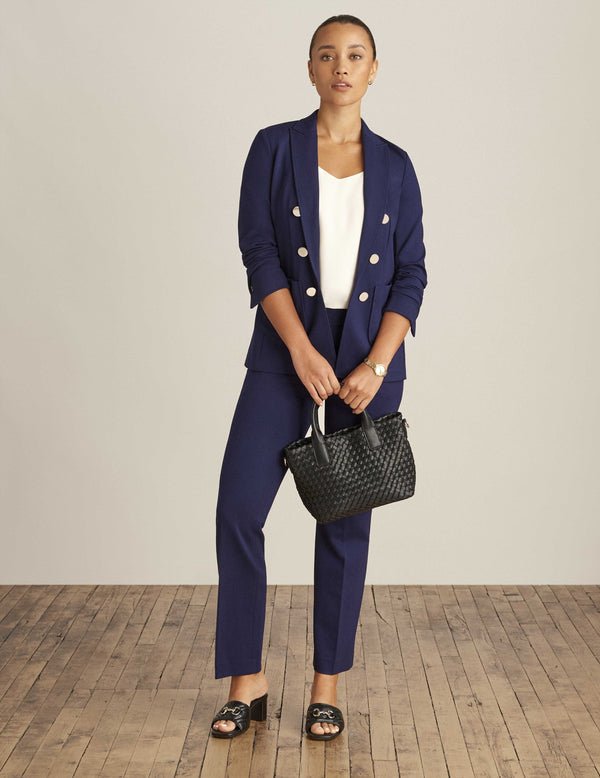 anne klein Compression Collection Faux Double Breasted Blazer With Patch Pockets Distant Mountain