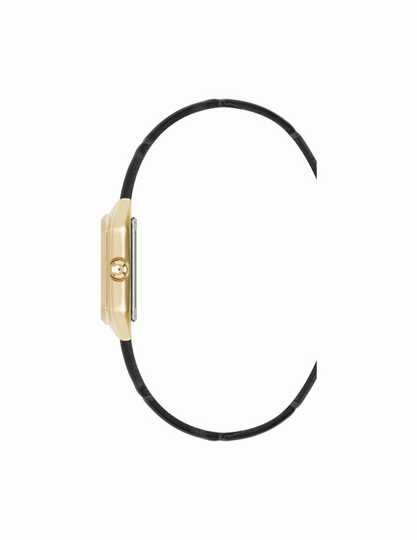 Anne Klein Consider It Octagonal Leather Band Watch Gold-Tone/Black