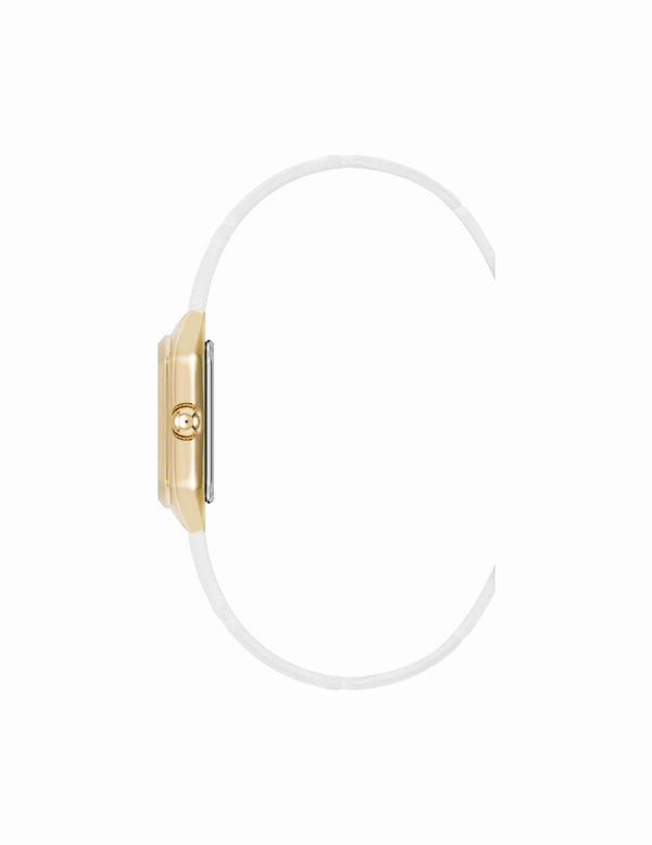 Anne Klein Consider It Octagonal Leather Band Watch Gold-Tone/White