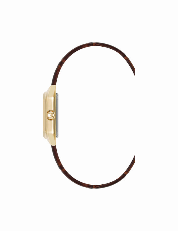 Anne Klein Consider It Octagonal Leather Band Watch Gold-Tone/Brown