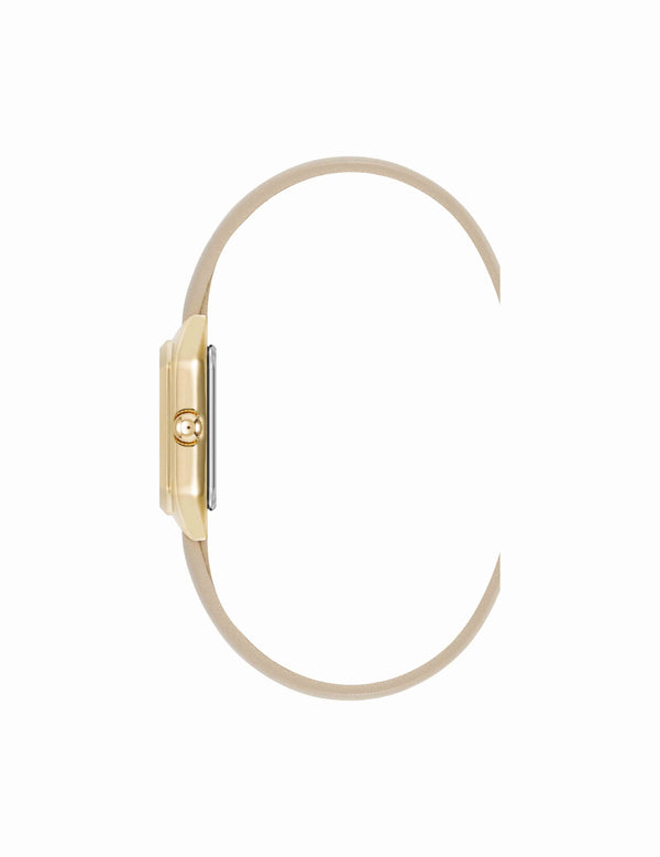 Anne Klein Consider It Octagonal Leather Band Watch Gold-Tone/Beige