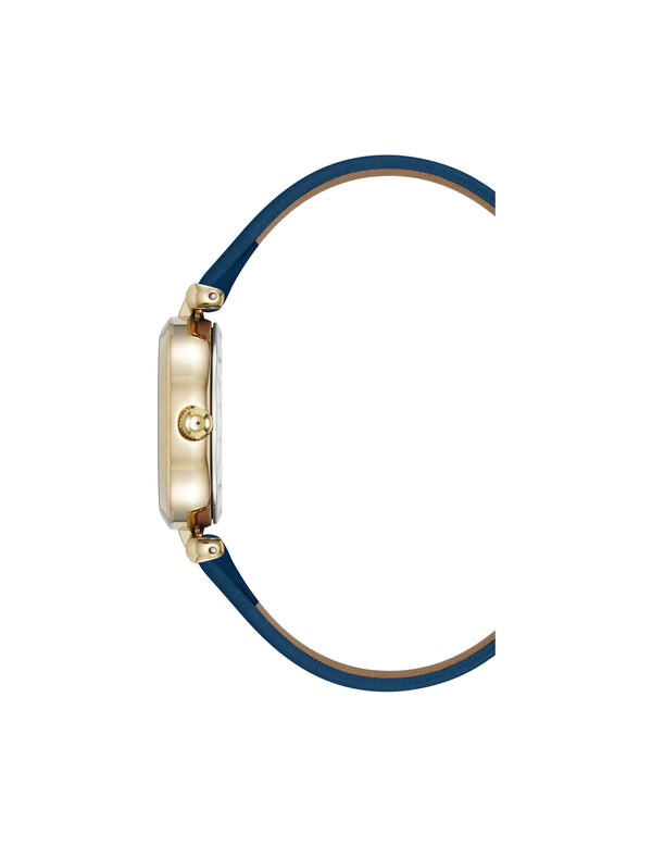 Anne Klein Consider It Oval Case Leather Watch Blue/Gold-Tone