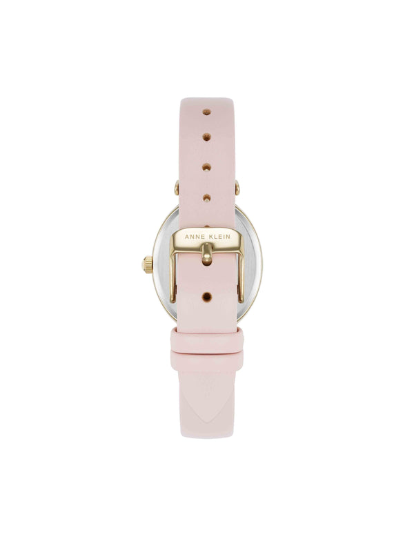 Anne Klein Consider It Oval Case Leather Watch Blush/Gold-Tone