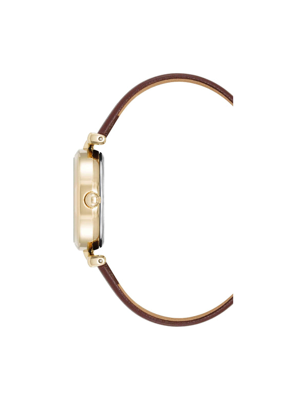 Anne Klein Consider It Oval Case Leather Watch Gold-Tone/Brown