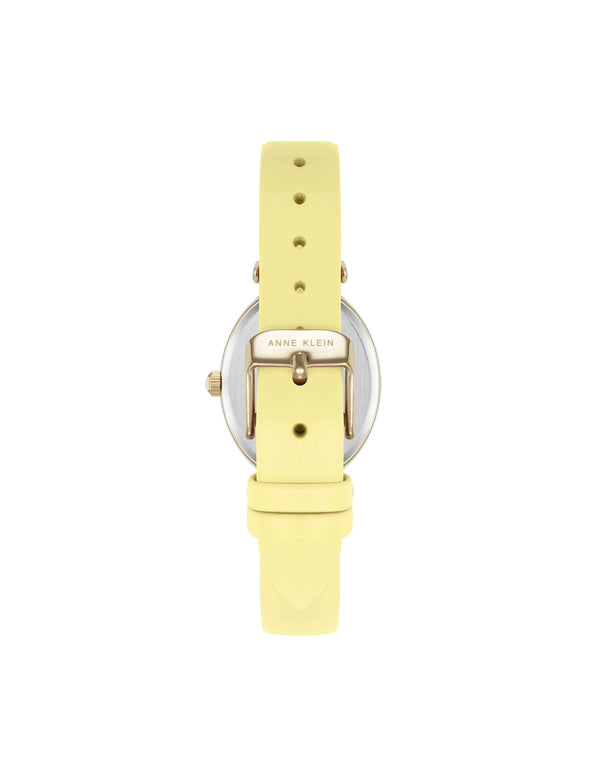 Anne Klein Consider It Oval Case Leather Watch Yellow/Gold-Tone