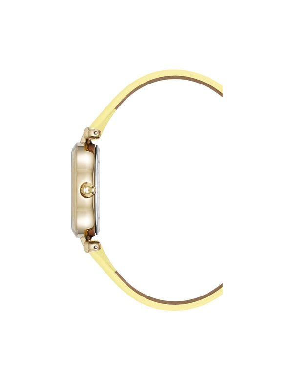 Anne Klein Consider It Oval Case Leather Watch Yellow/Gold-Tone