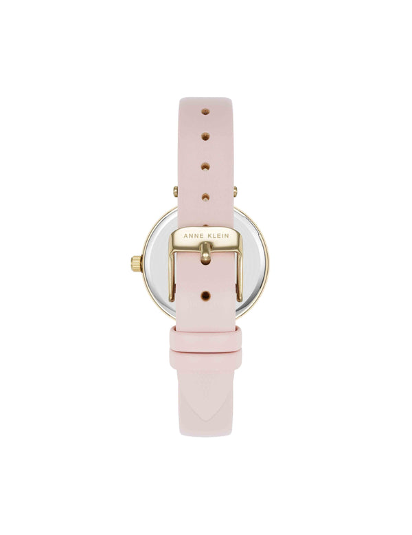 Anne Klein Consider It Round Sustainable Leather Band Watch Blush/Gold-Tone