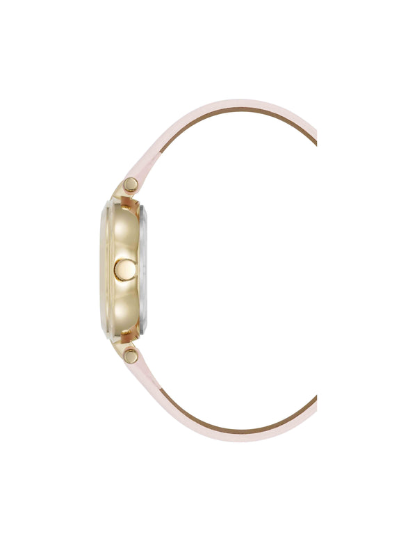 Anne Klein Consider It Round Sustainable Leather Band Watch Blush/Gold-Tone