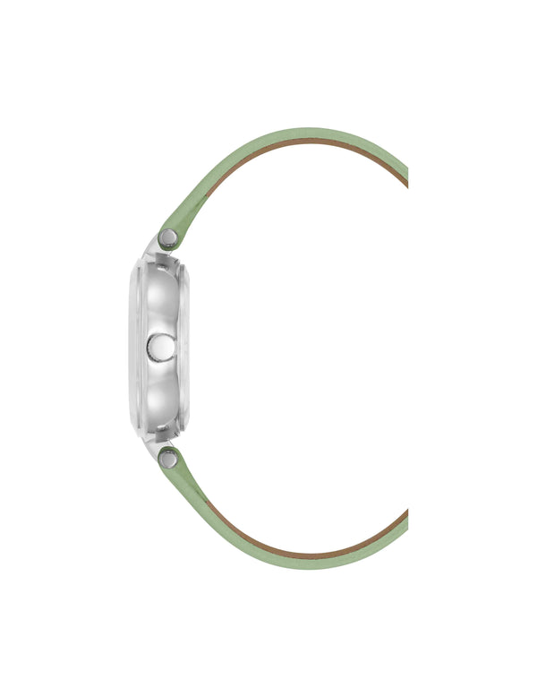 Anne Klein Consider It Round Sustainable Leather Band Watch Green/Silver-Tone