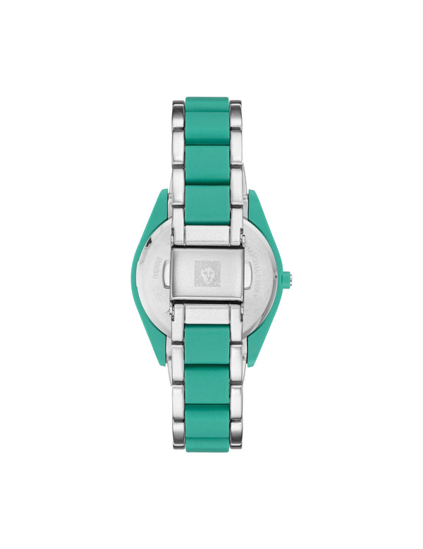 Anne Klein Consider It Solar Recycled Ocean Plastic Bracelet Watch Green&Silver-Tone