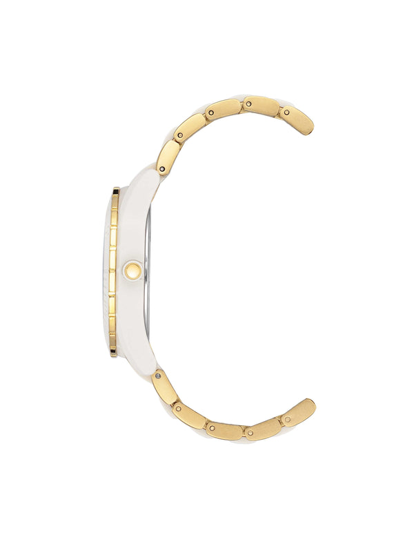 Anne Klein Consider It Solar Recycled Ocean Plastic Bracelet Watch White&Gold-Tone