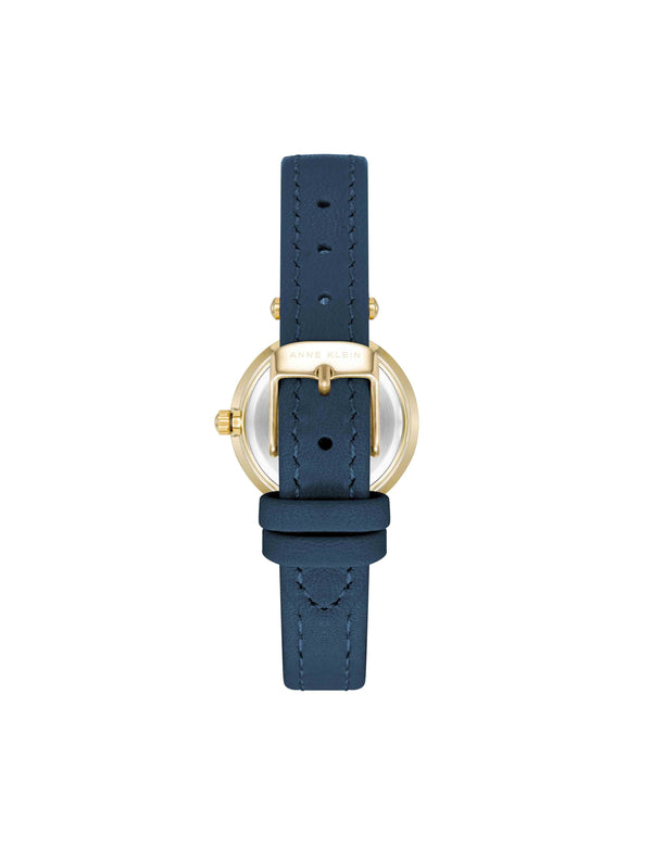 Anne Klein Consider It Sustainable Leather Strap Watch Blue/Gold-Tone