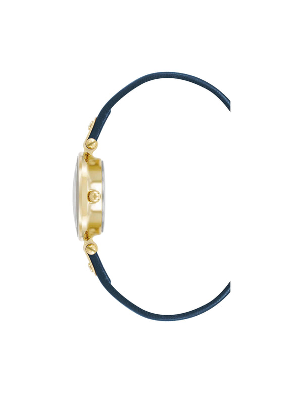 Anne Klein Consider It Sustainable Leather Strap Watch Blue/Gold-Tone