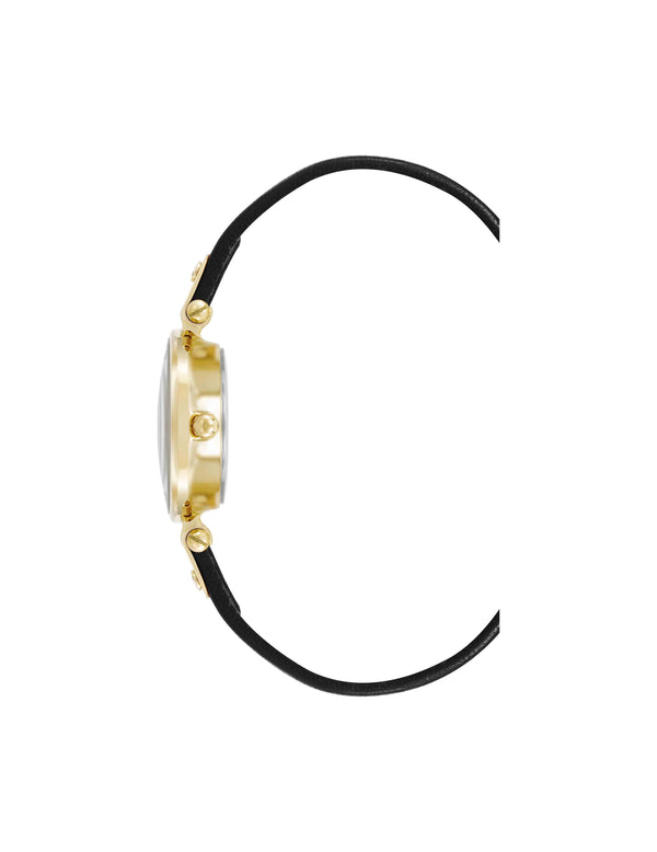 Anne Klein Consider It Sustainable Leather Strap Watch Gold-Tone/Black