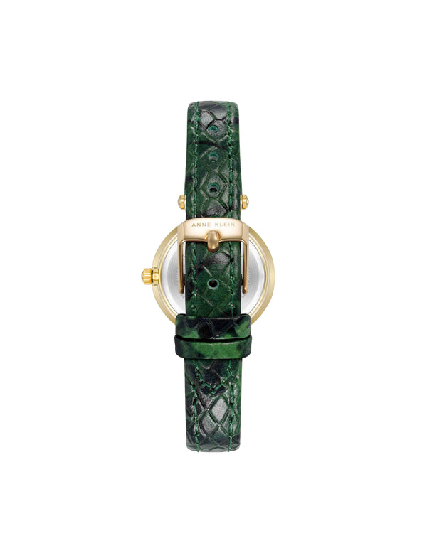 Anne Klein Consider It Sustainable Leather Strap Watch Gold-Tone/Green